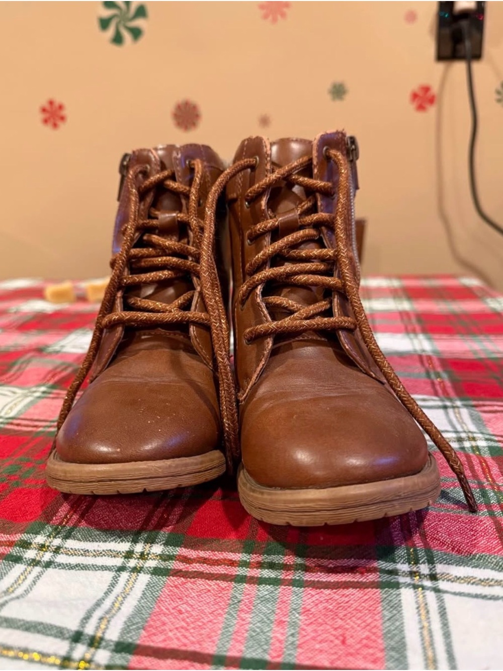 Brown Lace-Up Ankle Boots kids size 13